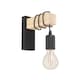 image 2 of EGLO Townshend Black Metal & Natural Wood Wall Light - Vintage Industrial Style (D) 21.5cm