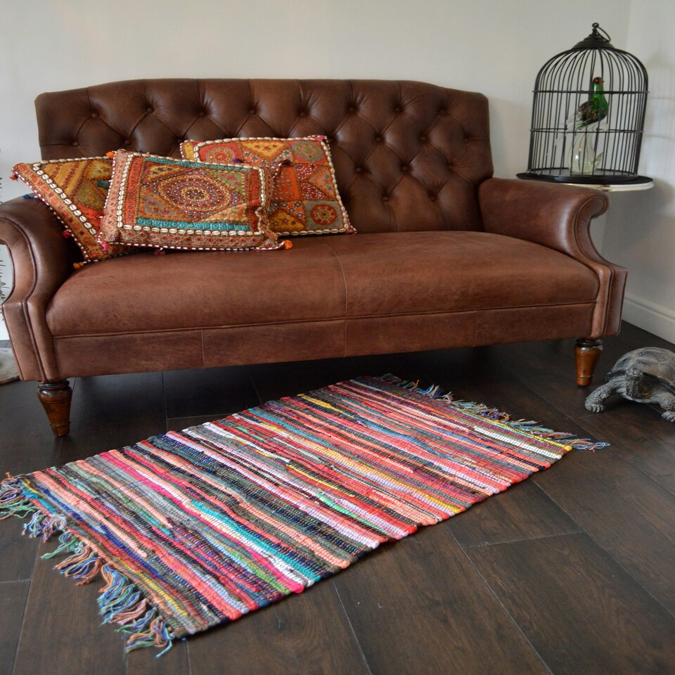 image 1 of Chindi Rag Rug - 60 x 90cm Fringed