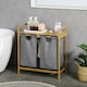 image 2 of HOMCOM Bamboo Laundry Basket with Shelf Pull-out Bags for Bedroom Laundry Room