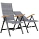 image 2 of Outsunny Folding Garden Chairs Set of 2, 5-level Reclining PE Rattan Garden Dining Chairs with Wood Armrests, High Back and Steel Frame for Outdoor, Patio, Terrace, Porch, Light Grey | Grey | Light Grey