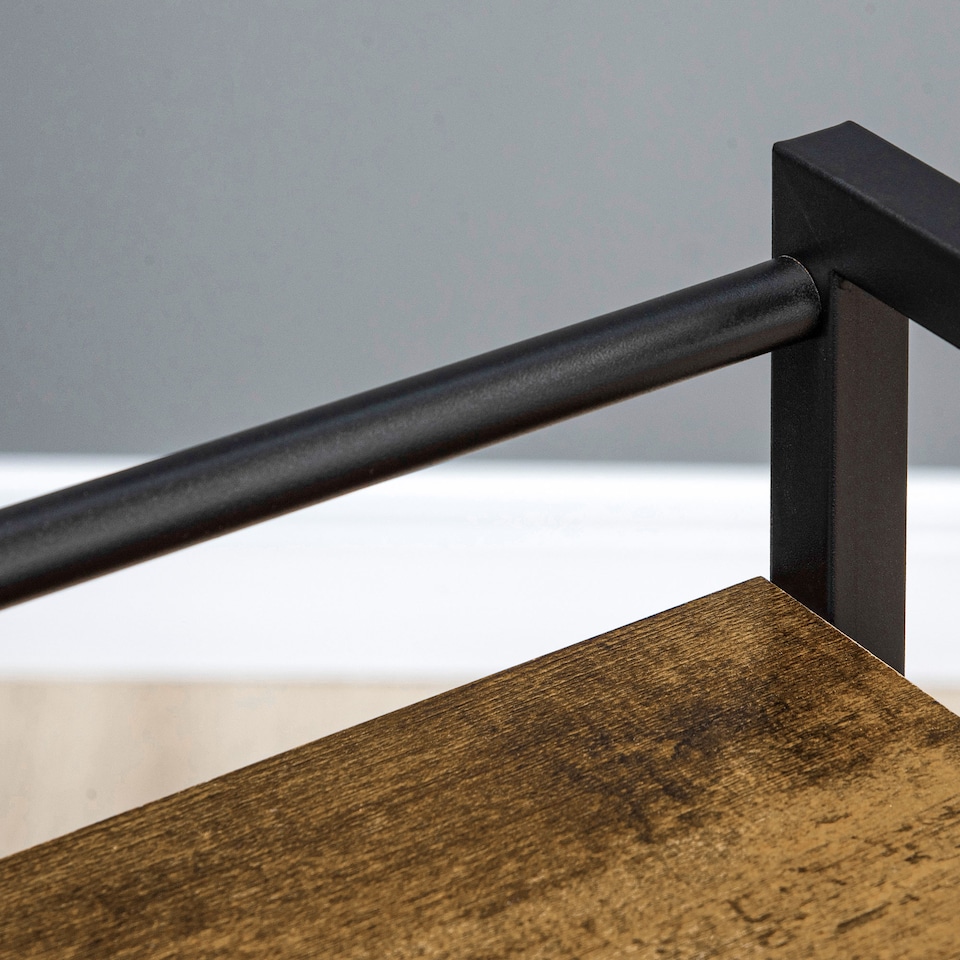 image 1 of HOMCOM 3-Tier Printer Stand, Utility Cart, Rolling Trolley with Adjustable Shelves with Lockable Wheels for Home Office, Rustic Brown