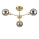 image 1 of First Choice Lighting Toner Satin Brass with Smoke Glass Globes 3 Light Flush Ceiling Light Bronze | Grey