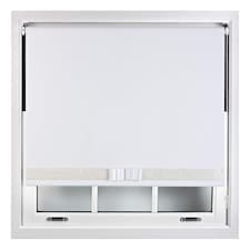 FURNISHED Blackout Roller Blind with White Glitter Trim and White Bow Trimmable Window Shade | White | White | (W) 105cm x (L) 165cm