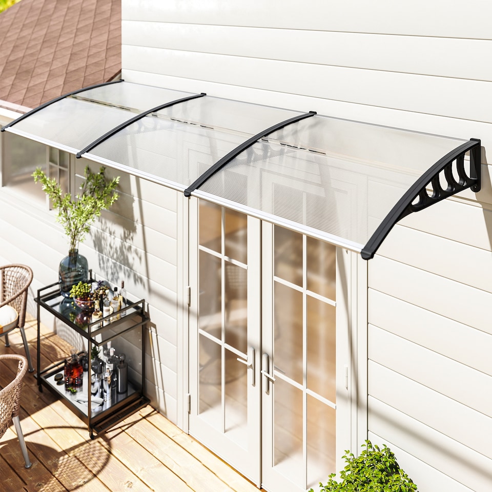 image 1 of Outsunny Door Canopy Outdoor Awning Rain Shelter for Window Porch 303x96 Clear | Clear | Clear | 1