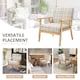 image 7 of HOMCOM Modern One Seater Sofa for Living Room, Linen Fabric Small Couch with Rubber Wood Frame, Armrests, Lattice Pattern, Upholstered Armchair, Beige
