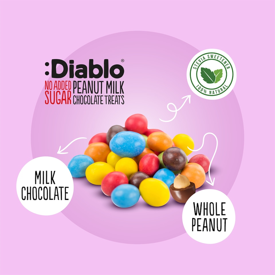 image 1 of Diablo No Added Sugar Chocolate Peanut Bites 40g 3 Pack