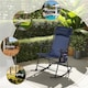 image 3 of Yaheetech 65.5 cm W Foldable Rocking Lounger with Pillow-Navy Blue | Blue | Navy Blue | One Size | 1