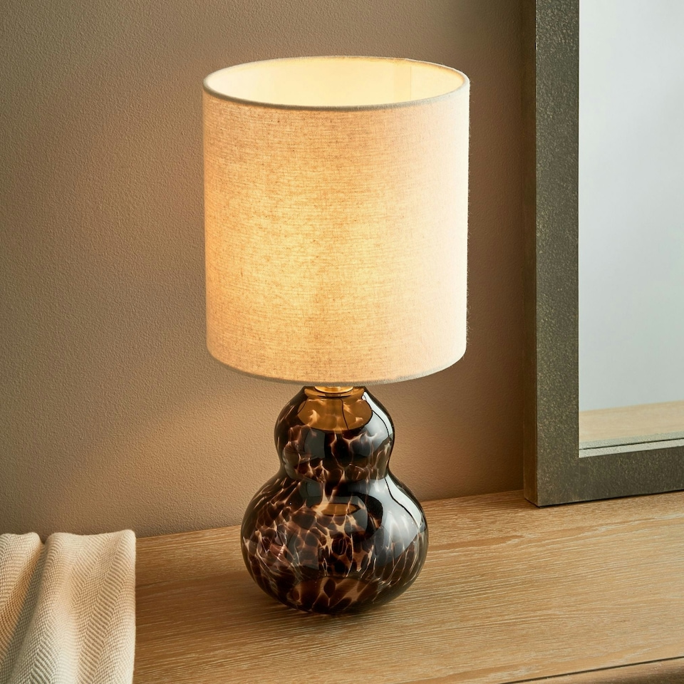 image 1 of Maura Brown Tortoise Glass Table Lamp Brown