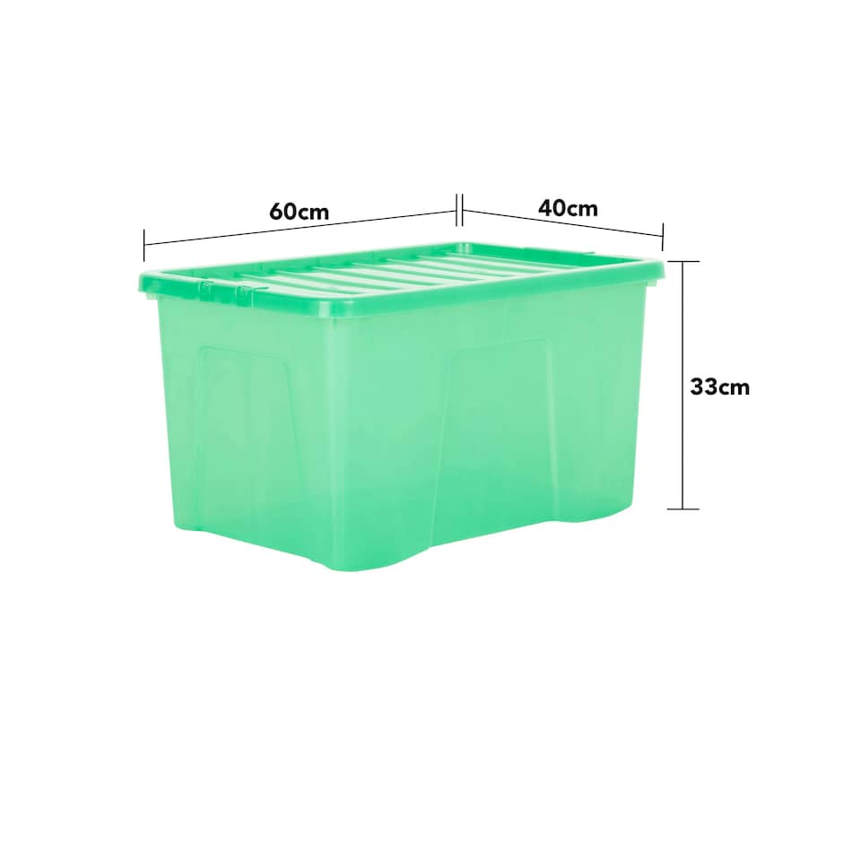 image 1 of Wham Crystal 5 x 60L Stackable Plastic Storage Boxes with Lids Green
