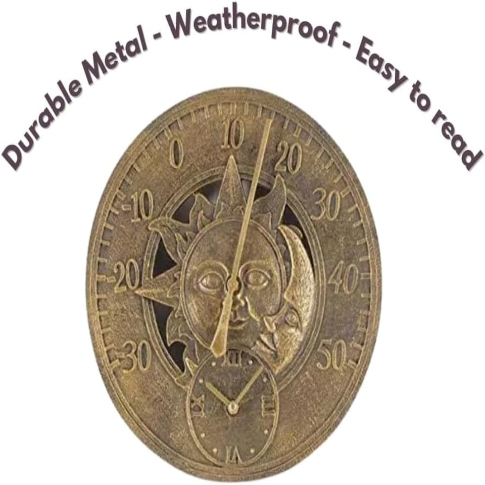 image 1 of Marco Paul 30cm Sun and Moon Wall Clock Bronze