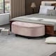 image 2 of HOMCOM Semi-Circle Storage Ottoman Bench Tufted Upholstered Pink