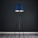 image 2 of ValueLights Camden Black Tripod Floor Lamp Navy Blue Taper Shade & Bulb Blue