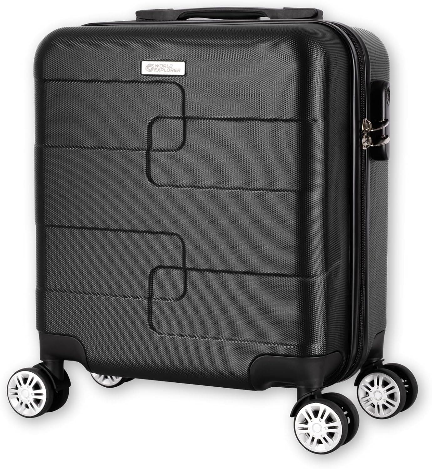 Straame 45x35x20cm Black Cabin Suitcase, 360° Spinner Wheels