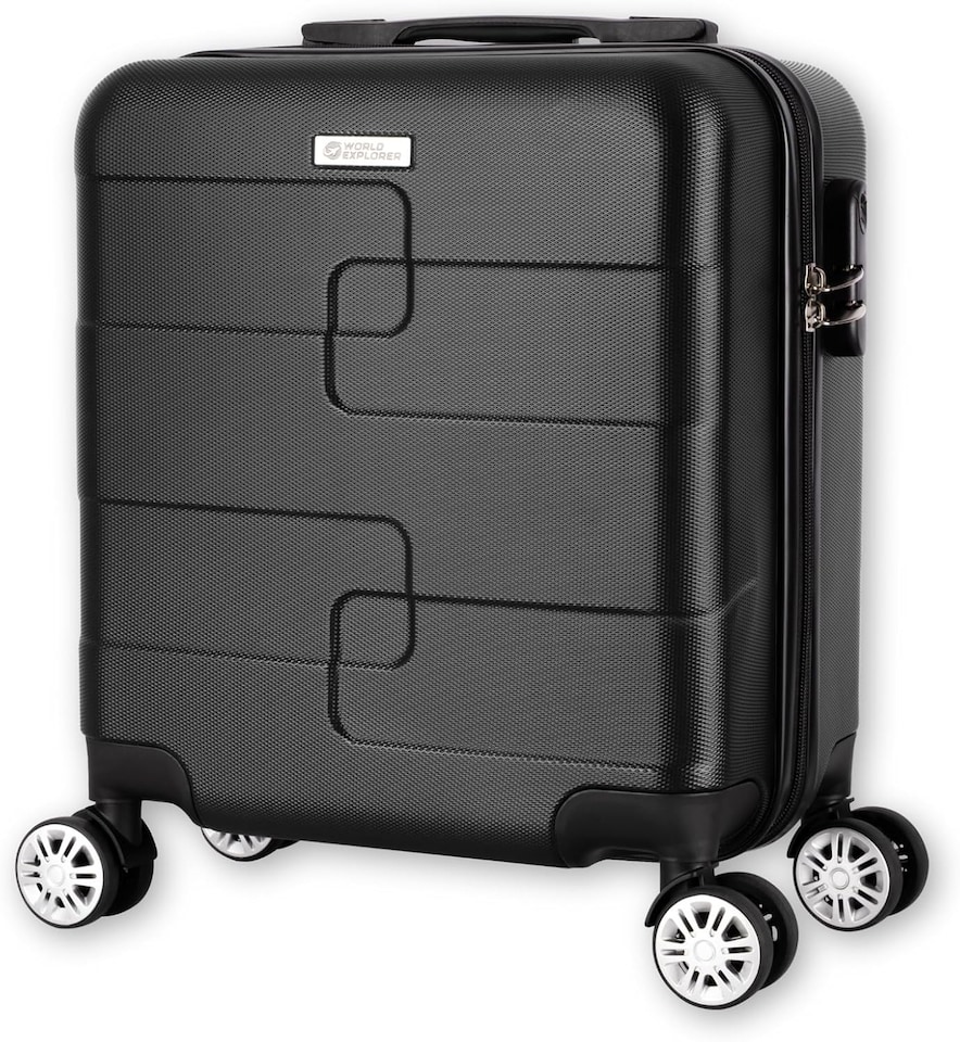 image 1 of Straame 45x35x20cm Black Cabin Suitcase, 360° Spinner Wheels