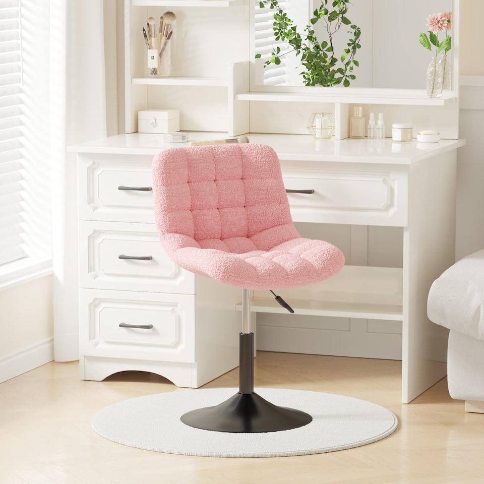 image 1 of MCC Direct Bouclé Fabric Swivel Dressing Table Chair Vanity Accent Stool Drake