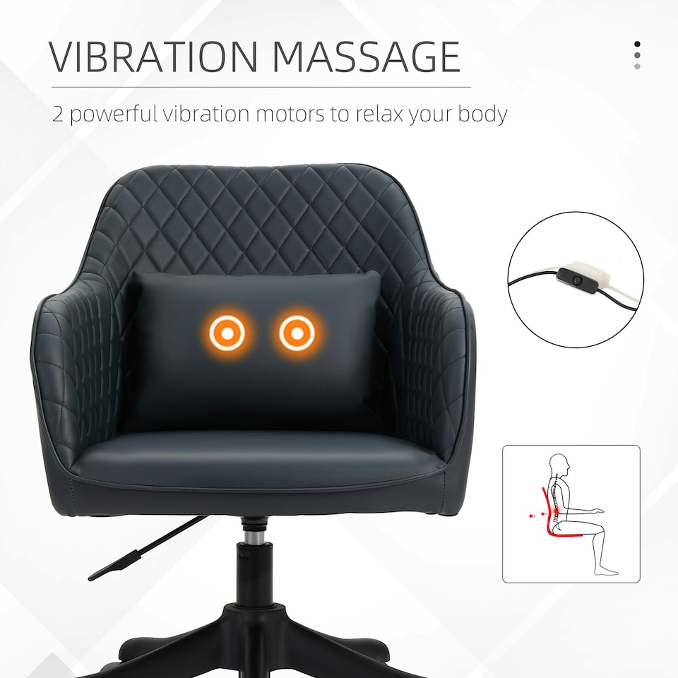 image 1 of Vinsetto Office Chair with Electric Vibration Massage Lumbar Pillow, Blue