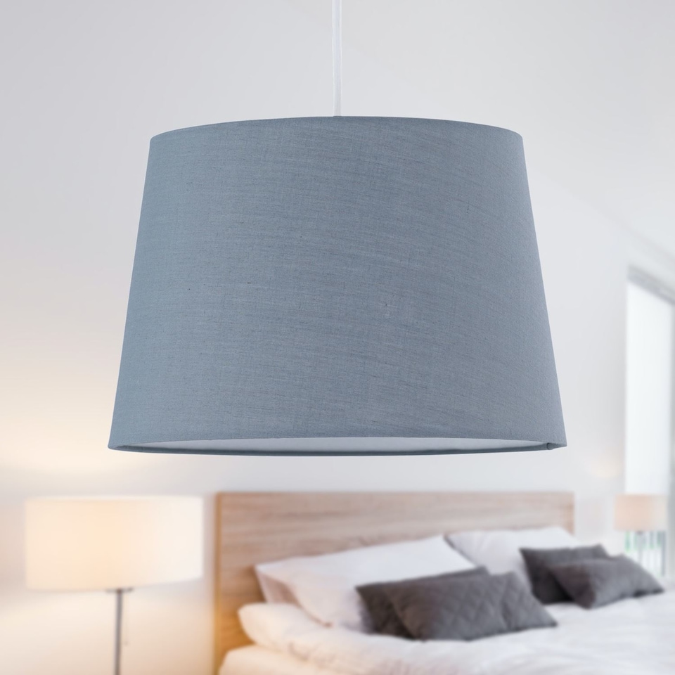 image 1 of Grey Cotton 28cm Tapered Cylinder Pendant or Lamp Shade | Grey | Medium | 1