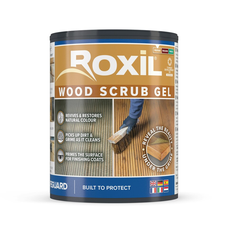 image 1 of Roxil Wood Scrub Gel - 3L - Oxalic Acid-Based Wood Cleaner Reviver for Decking & Furniture