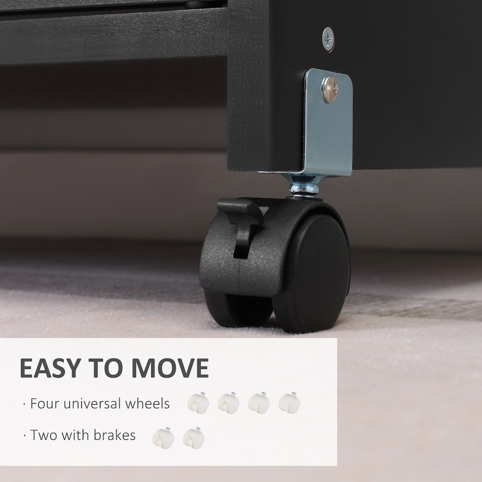 image 1 of Vinsetto Printer Stand Mobile Printer Cabinet with Storage, Open Shelf, Drawer for Home Office, 60cm x 39cm x 80cm, Black