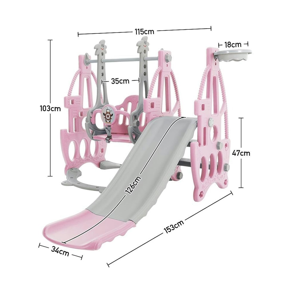 image 1 of Living and Home 3-in-1 Kids Swing, Slide, and Climber Playset