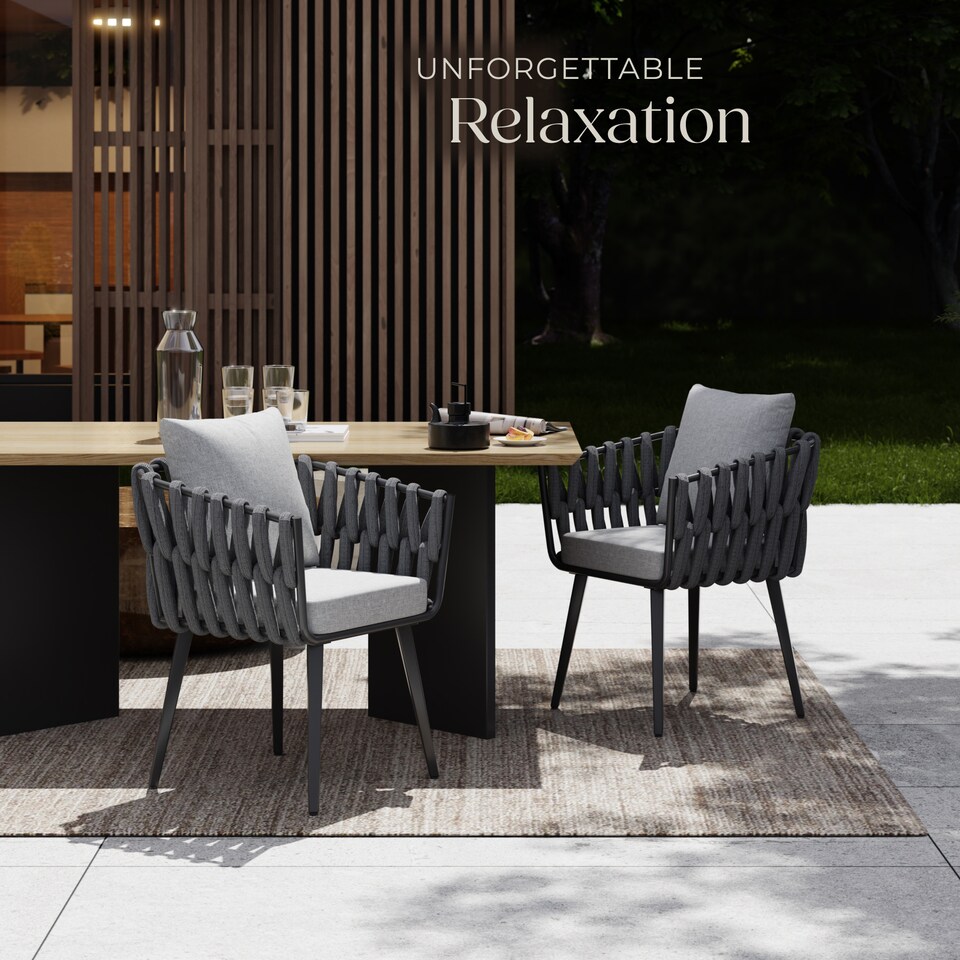 image 1 of Chair Lugano Set of 2 - aluminium frame, weather-resistant, thick cushions, 61 x 60 x 73 cm | Grey | anthracite | One Size | 2