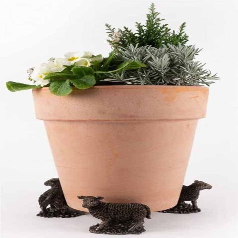 image 1 of Antique Bronze Sheep Plant Pot Feet - Set of 3 | Bronze