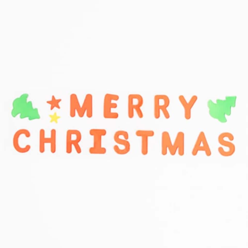 Merry Christmas with Trees Large Red Gel Window Stickers