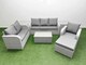 image 1 of Fimous Patio PE Wicker 7 Seater Outdoor Rattan Furniture Sofa Sets with Rectangular Coffee Table Reclining Chair Loveseat Sofa 3 Seater Sofa Big Footstool 2 Side Tables Light Grey