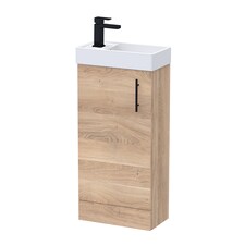Floor Standing Vanity Basin 400mm Bleached Oak & Matt Black Handle | Brown | Bleached Cuneo Oak | 781 x 400 x 222mm