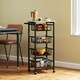 image 6 of HOMCOM 4-Tier Kitchen Island on Wheels with 4 Pull-Out Baskets, Light Grey