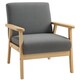 image 6 of HOMCOM Accent Chair with Wood Frame Wide Seat Linen Armchair Grey