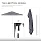 image 6 of Outsunny 2.3m Garden Balcony Half Round Umbrella Metal Parasol Umbrella Grey