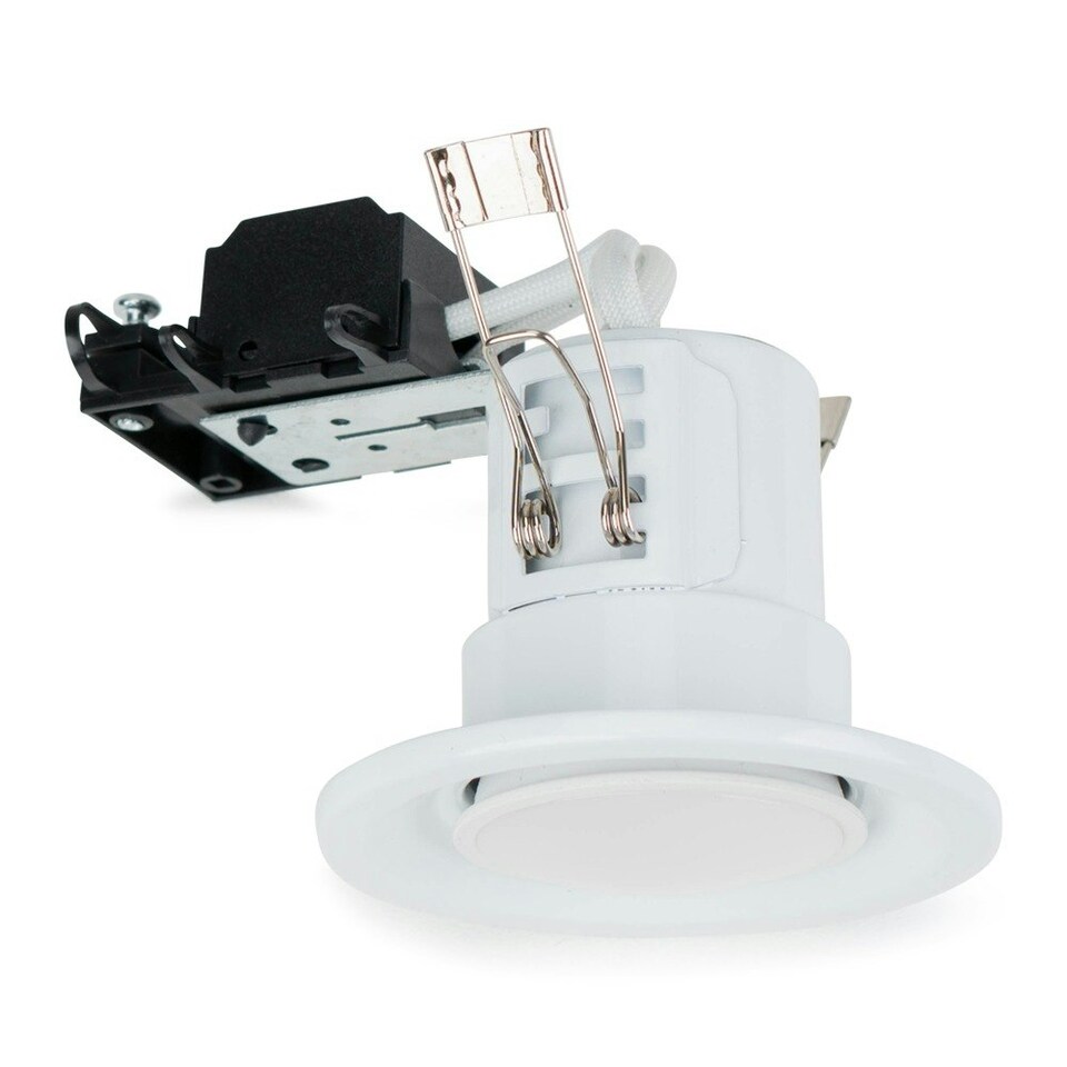 image 1 of ValueLights 20 Pack Fire Rated Gloss White Recessed GU10 Ceiling Spotlights Downlights