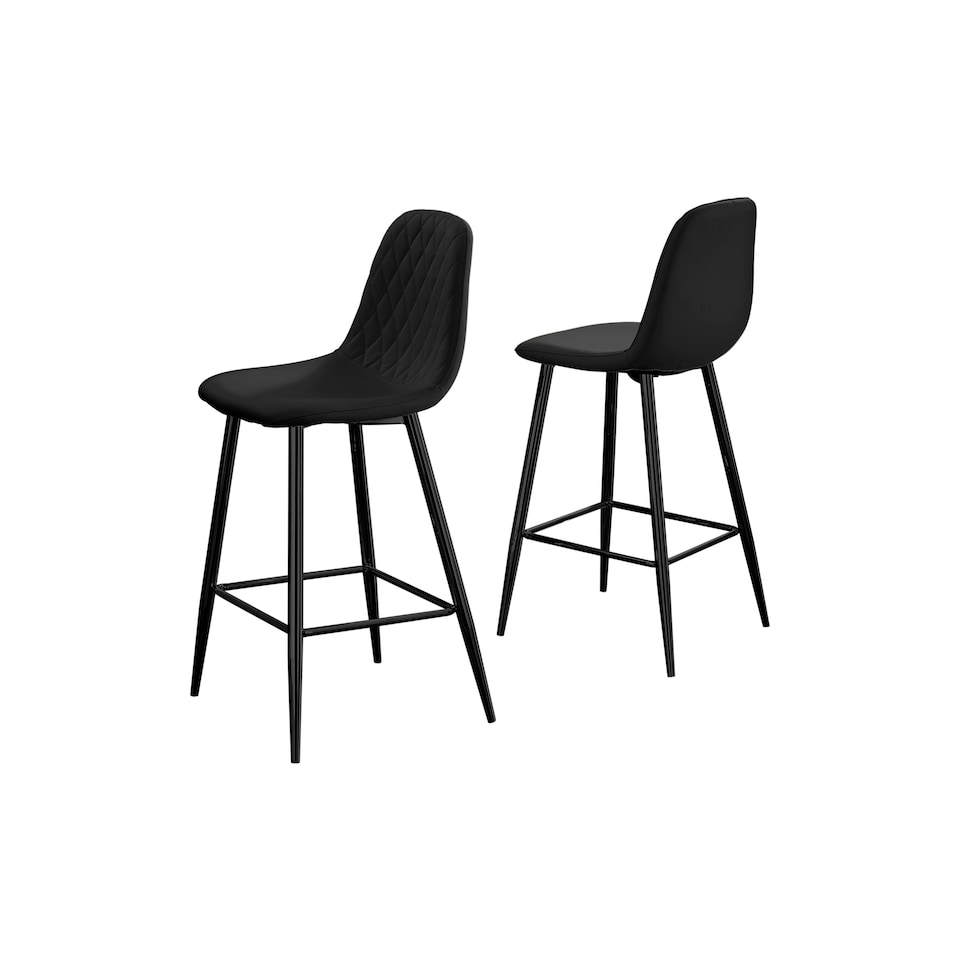 image 1 of Furniturebox Corona 2x Black Faux Leather Black Legs Bar Chair