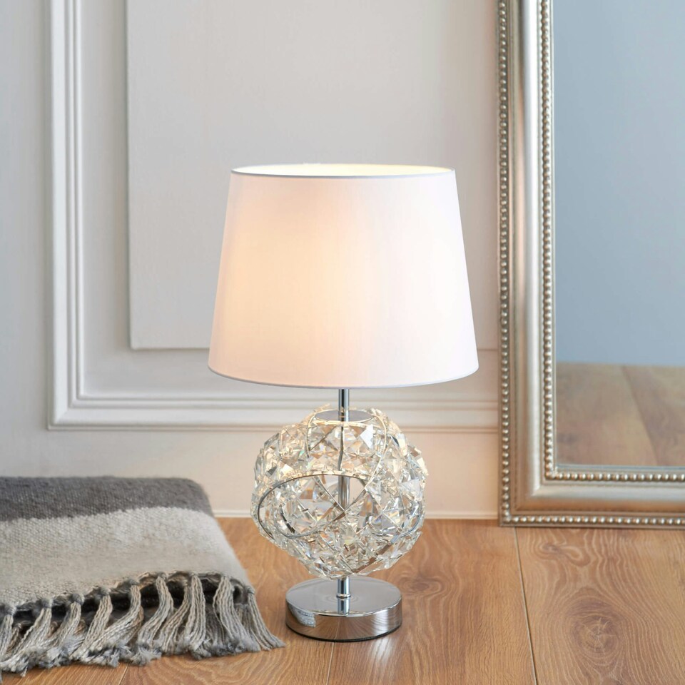 image 1 of Monaco Chrome and Glass Table Lamp