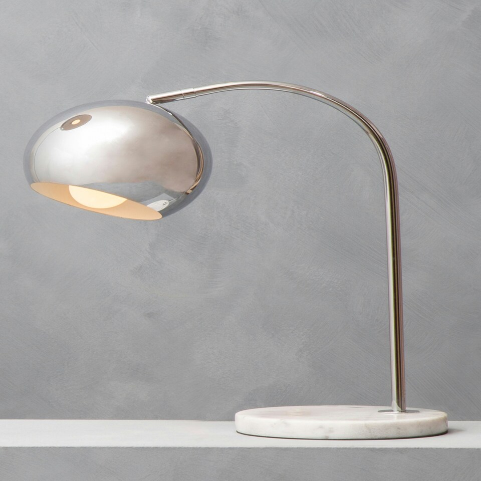 image 1 of Interiors by Premier Chrome Finish Table Lamp With White Base Silver