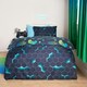 image 3 of OHS Kids Neon Gaming Geo Reverse Duvet Cover and Pillowcase Bedding Set, Double - Green/Blue