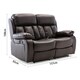 image 8 of Chester 2 Seater Manual High Back Bonded Leather Recliner Sofa (Brown)