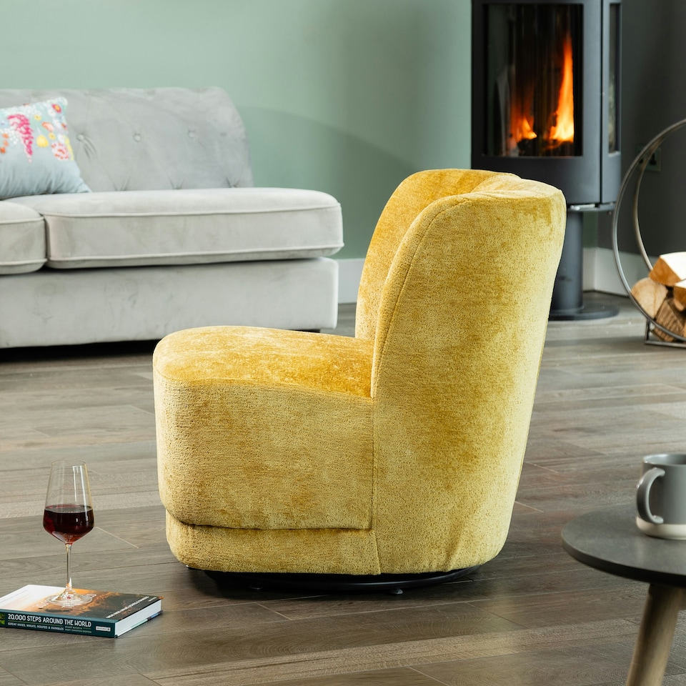image 1 of Camarillo Swivel Base Fabric Accent Chair - Mustard