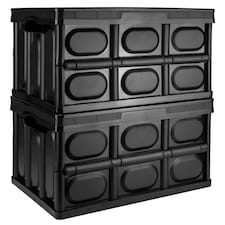 TekBox 30L Black Folding Storage Box - Set of 2 Boxes
