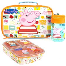 Peppa Pig Lunch Box Set for Kids | School Food Bag, Water Bottle & Snack Pot | Adventure with George Pig, Rebecca Rabbit, Suzy Sheep | Carry Peppa's Adventure Everywhere Lunch Set