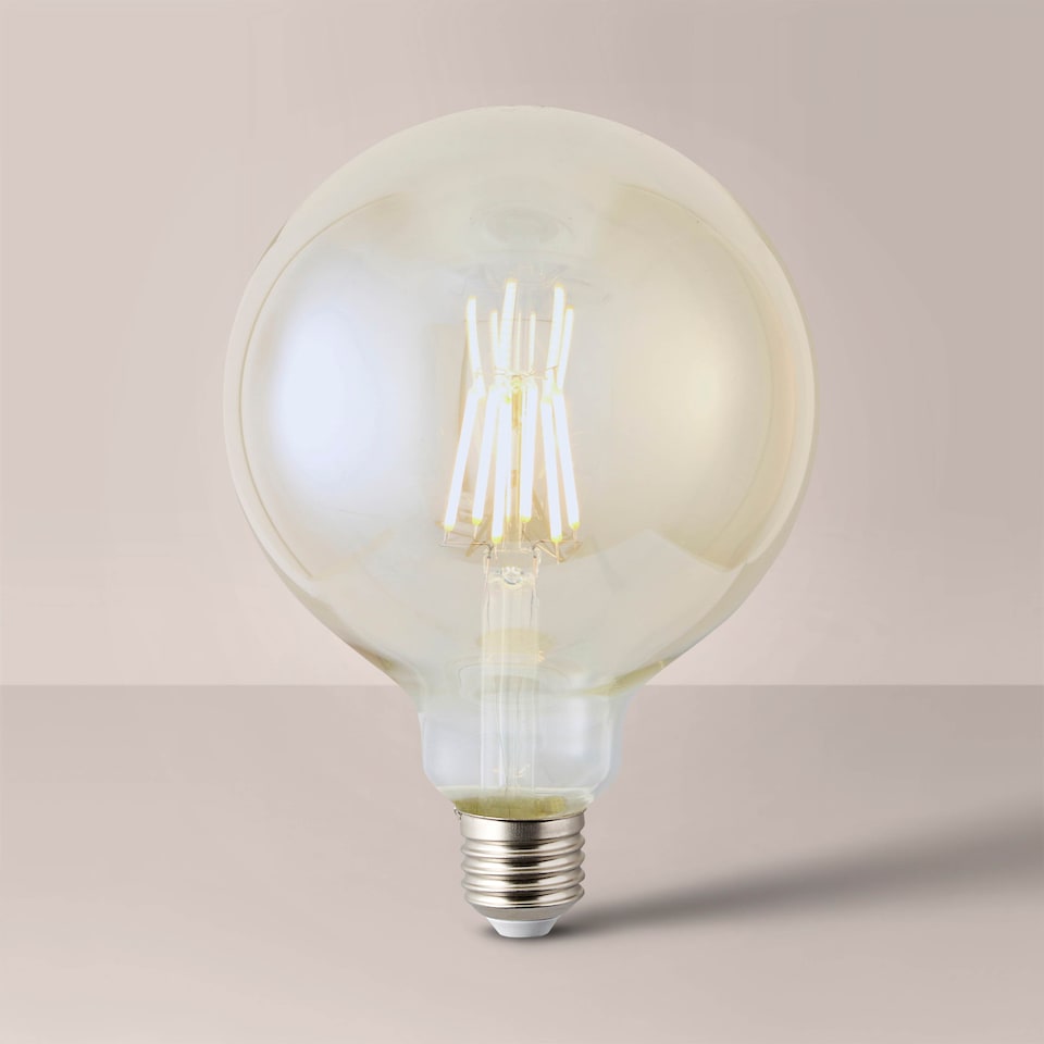 image 1 of ValueLights 2 Pack Filament E27 Amber Glass Globe Light Bulbs | Clear