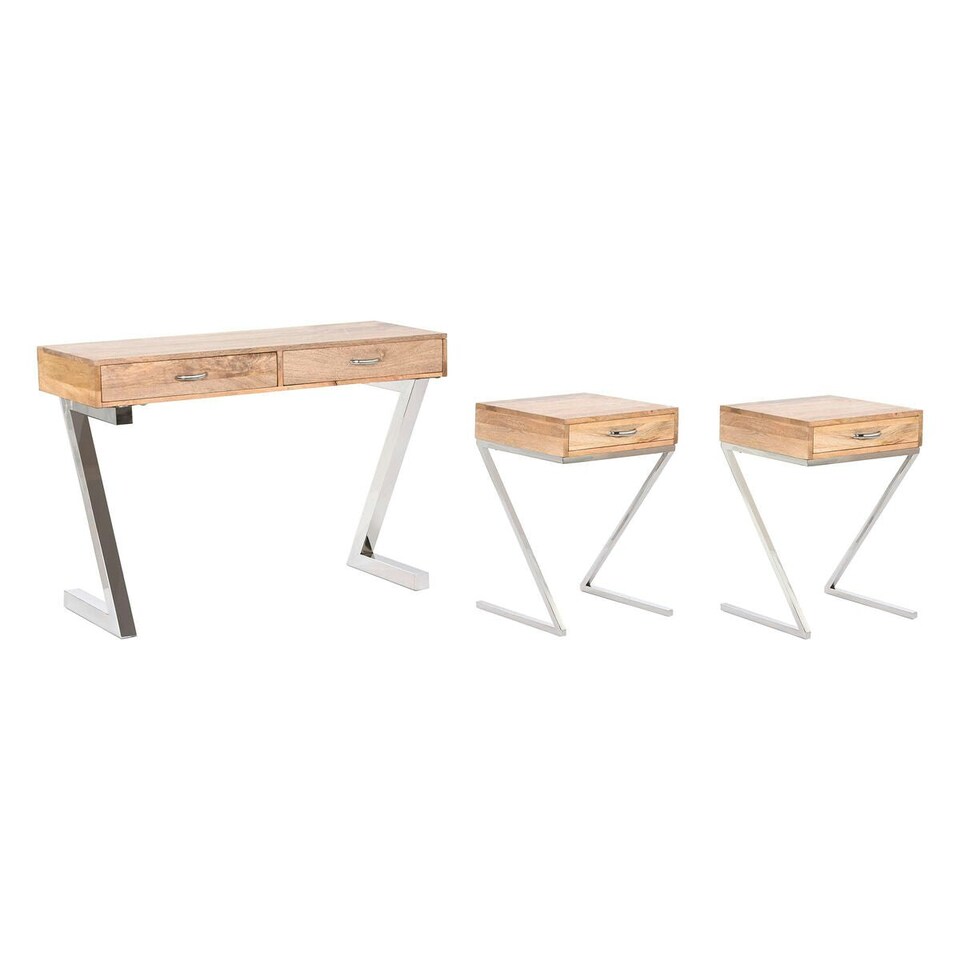image 1 of Hall Table with Drawers Home ESPRIT Brown Silver Light brown 110 x 40 x 76 cm 110 x 41,5 x 76 cm (3 Pieces) N/A