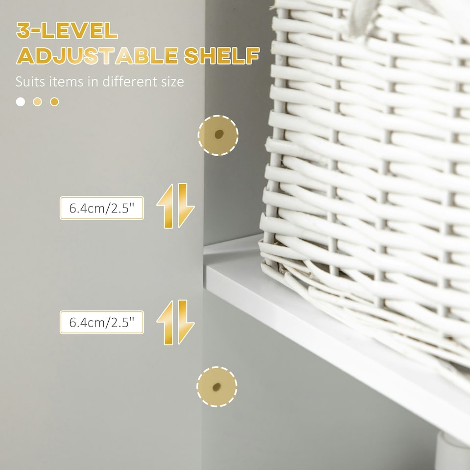 image 1 of kleankin Freestanding Bathroom Cabinet Linen Towel w/ Adjustable Shelf, 2 Doors