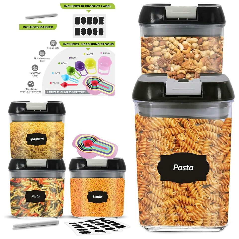 image 1 of 6 x 1.2 Litre Easy To Use Durable Cereal & Dry Food Storage Containers Food Grade Approved Clear