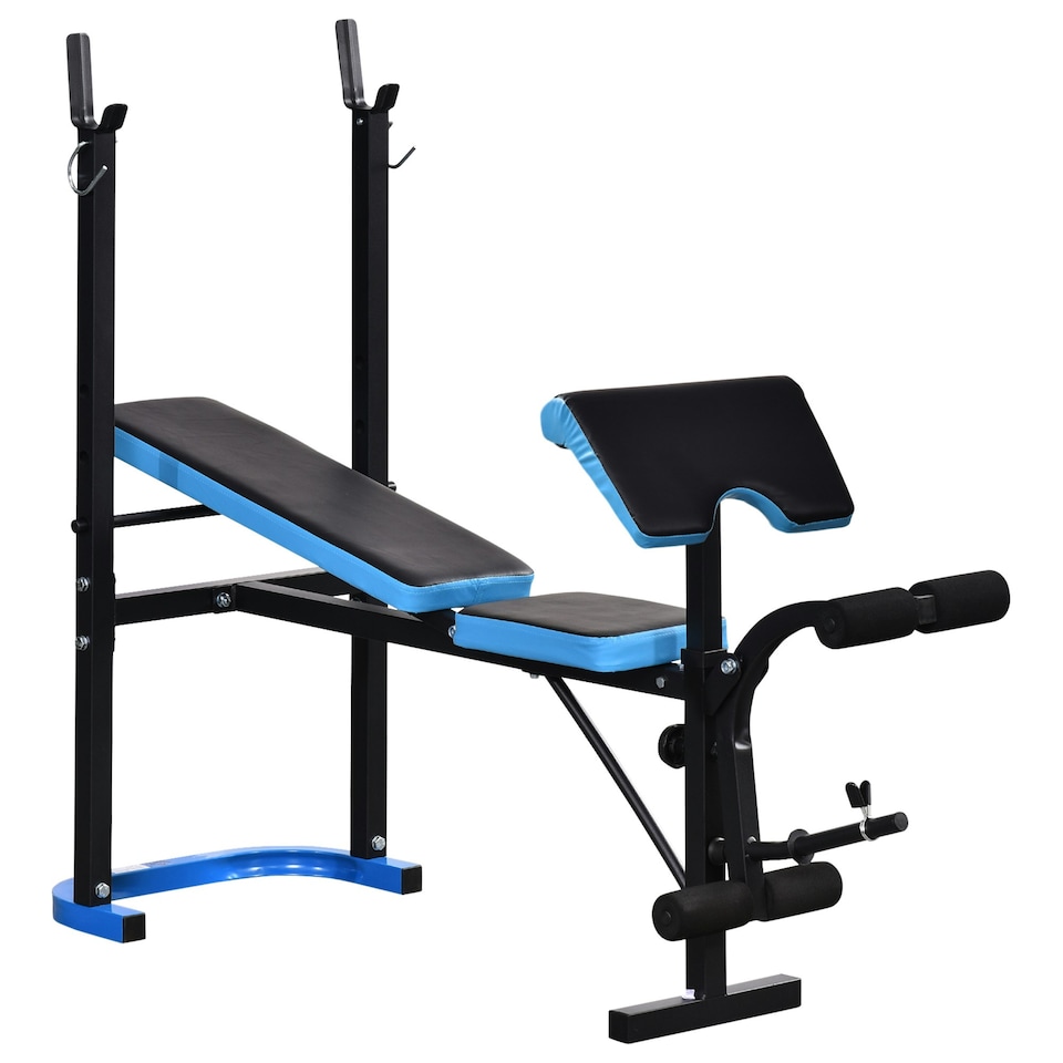 image 1 of HOMCOM Adjustable Weight Bench with Leg Developer Barbell Rack for Home Gym