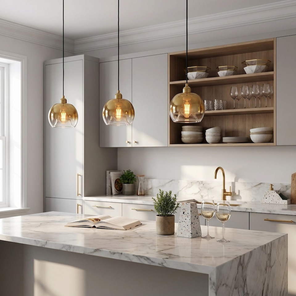 image 1 of Modern Polished Gold and Clear Glass Circular Pendant Lighting Shade | Gold | Gold | 1