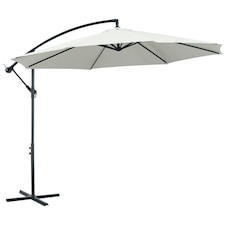Outsunny 3(m) Garden Banana Parasol Cantilever Umbrella, Cream White