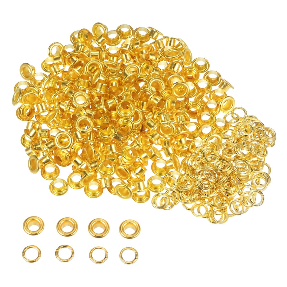 image 1 of 5mm Brass Eyelets with Washers for Arts & DIY Projects - 100 Pcs