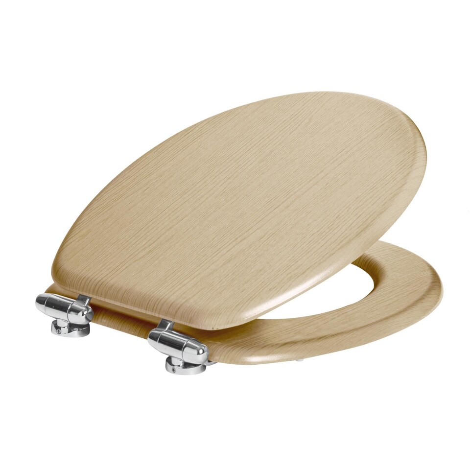 image 1 of Harbour Housewares Soft Close Wooden Toilet Seat - Light Oak | Brown | Light Oak
